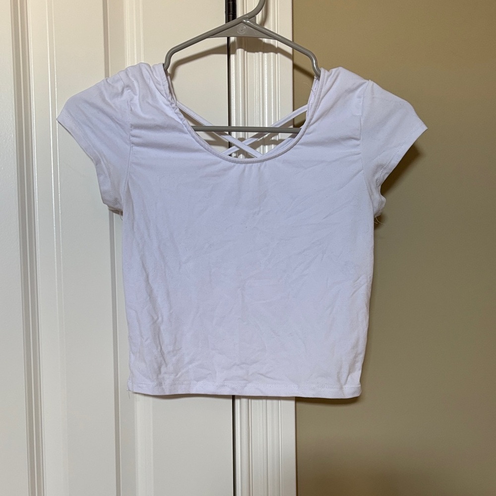 White Crisscross Back Crop Top - Women